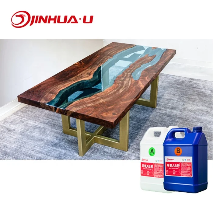 Tow Components Epoxy Resin And Hardener For River Table Crystal Clear Table Resin