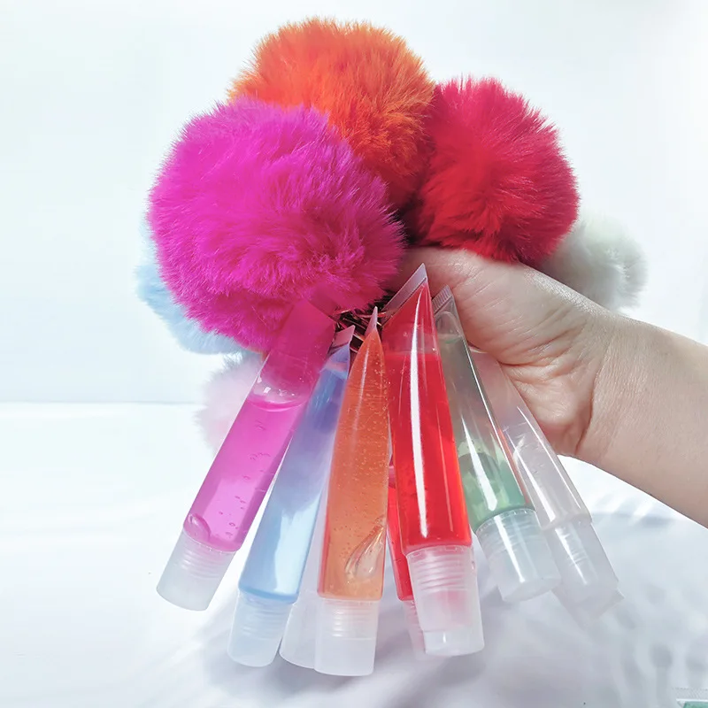 New Design Lip Gloss Keychain Set  Moisturizing  Vegan Mini Lip Gloss Keychain  Milk Tea Honey Jar Lip Oil