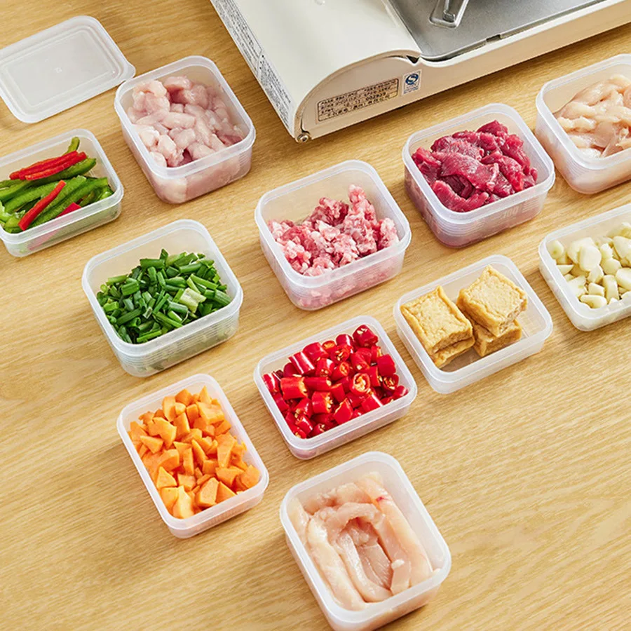 4 упаковки прозрачные пластиковые контейнеры для хранения продуктов с крышками