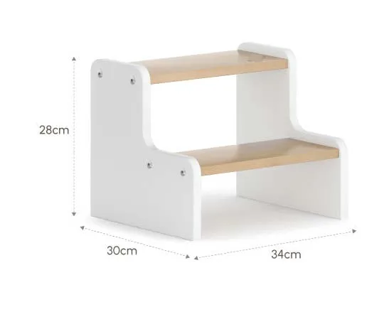 Kids Wooden Step Ladder with Handles Reach-Up 2-Step Footstool for Toddlers Bathroom Potty Bench Indoor Flower Rack Small Spaces