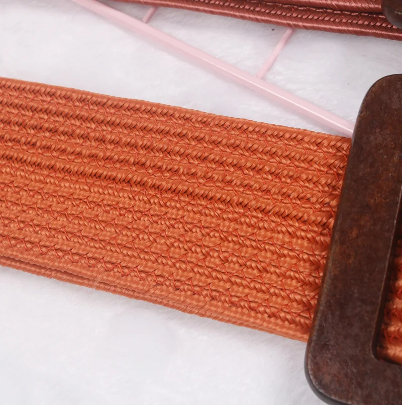  Tourism resort ethnic wind Bohemia patchwork color personality mixed big wood buckle adjustable wide waist sealing belt
