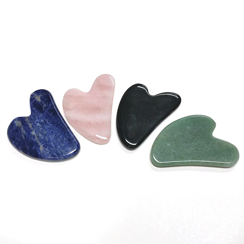 Heart-Shaped Jade and Rose Quartz Gua Sha Set Popular Style Anti-Aging Facial Massager with Custom Logo