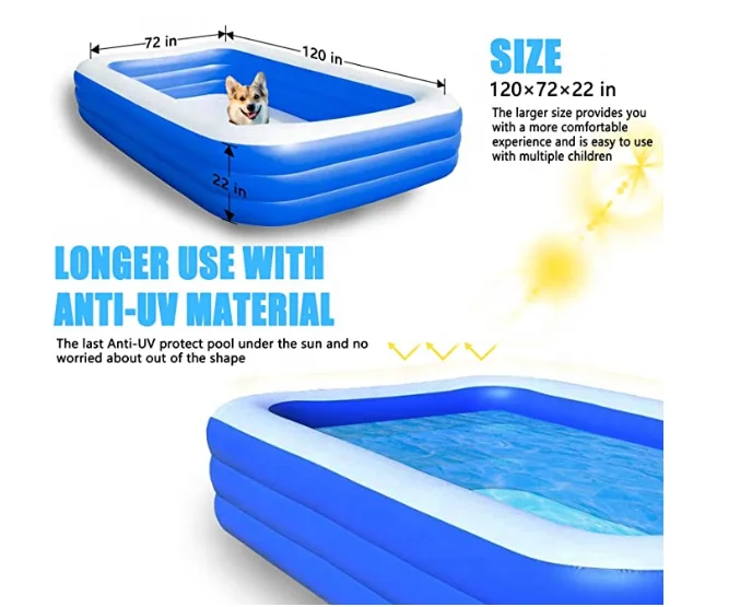 Inflatable pool,blow up pool Raft Bed Boat for Swimming Festivals Perfect,Beach ,Travel for kids