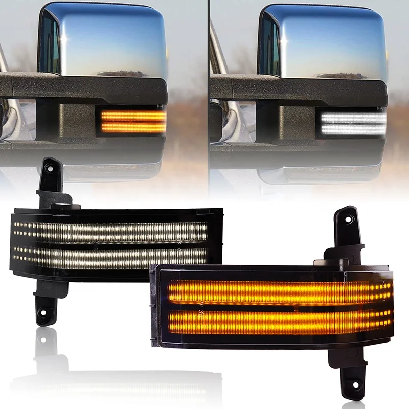 For Chevy Silverado GMC Sierra 1500 2500HD 3500HD 2Pcs Amber Sequential Blink LED Dynamic Side Mirror Marker Light