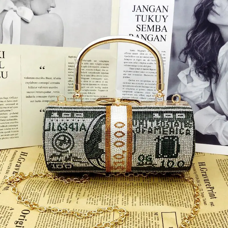 
Luxury Coke $100 Dollars Rhinestone Crystal Money Bag Clutch Evening Bag Purse Crystals Bling Money Bag Rhinestone Money Purse 