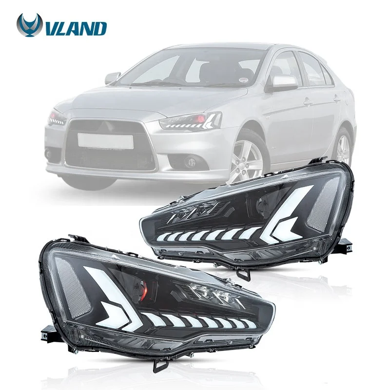 VLAND Заводские фары в сборе для 2008-2018 Mitsubishi Lancer EVO X Красный демон глаз фары подвижный сигнал поворота