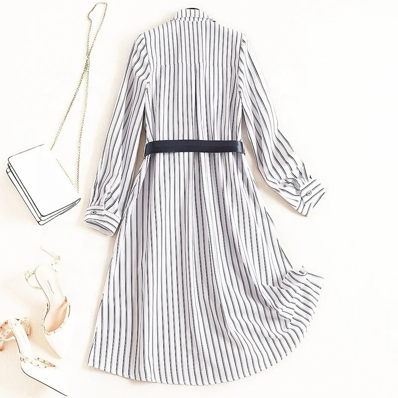 B23960A Striped dress autumn shirt dress fashion patchwork long dress