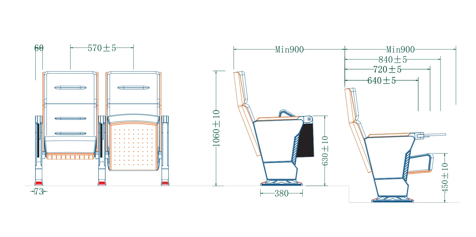 Meeting Room Conference Armrests Cinema Theater Seat Folding Movable Conference Fabric School Lecture Hall Auditorium Chair