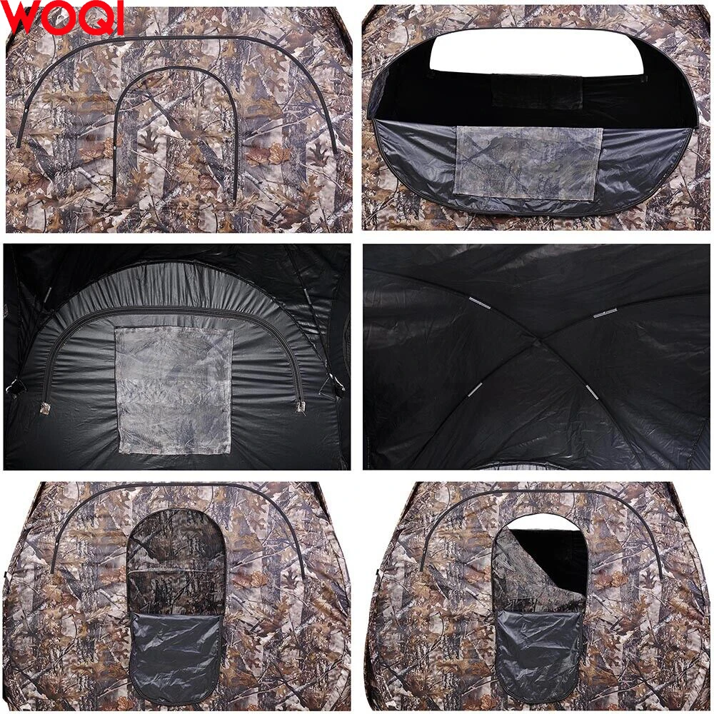 WOQI Oval Camo 3 Zipper Full View Window Hunting Blind Tent