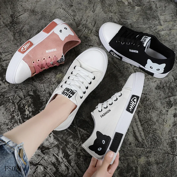 
Wholesale low cute white classic school student Vulcanize canvas shoes women 