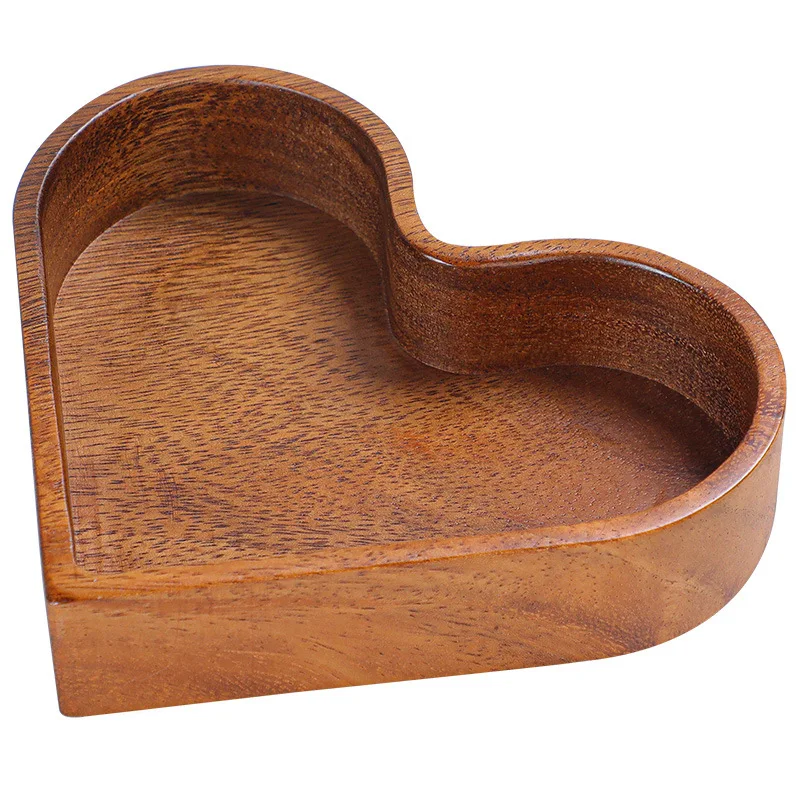 Japanese Creative Heart-Shaped South American Walnut Tray Snack Tea Candy Bowl Whole Wood Dry Fruits Plates