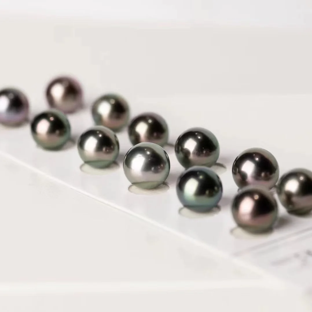 High quality Tahiti  Southsea Akoya Loose Pearl Strong Luster Roundness Saltwater Pearl Colorful Black Pearl Necklace Jewelry