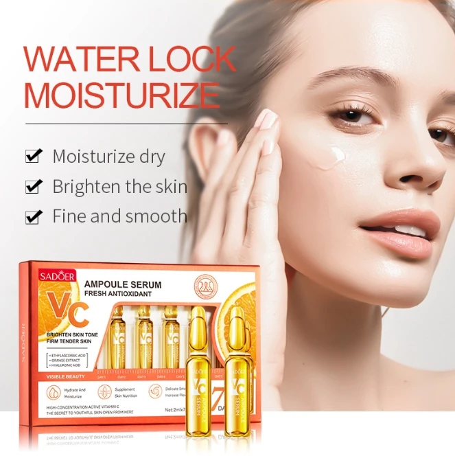 Vitamin C  Hyaluronic Acid  24k Gold  Ampoule Serum 7 Bottles  Whitening Anti Aging Dry Skin Moisturizing Ampoule Serum