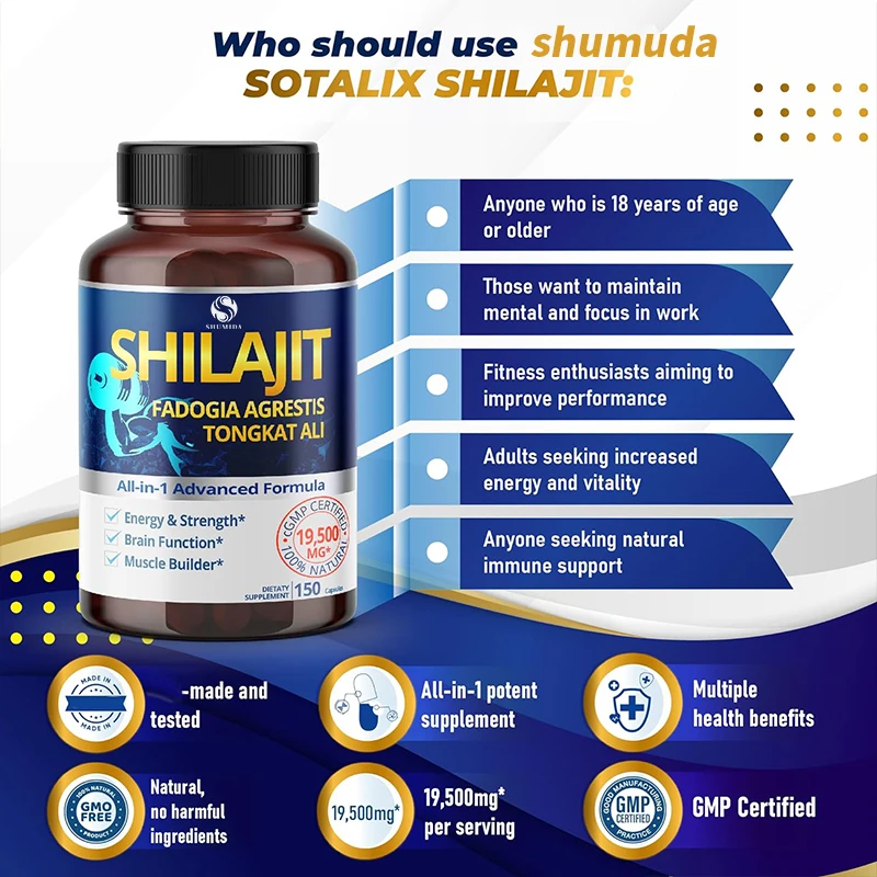 Private Labels Organic Shilajit Gummies Pure Himalayan Vitamins With Lions mane And L-theanine Super Nootropic Gummy