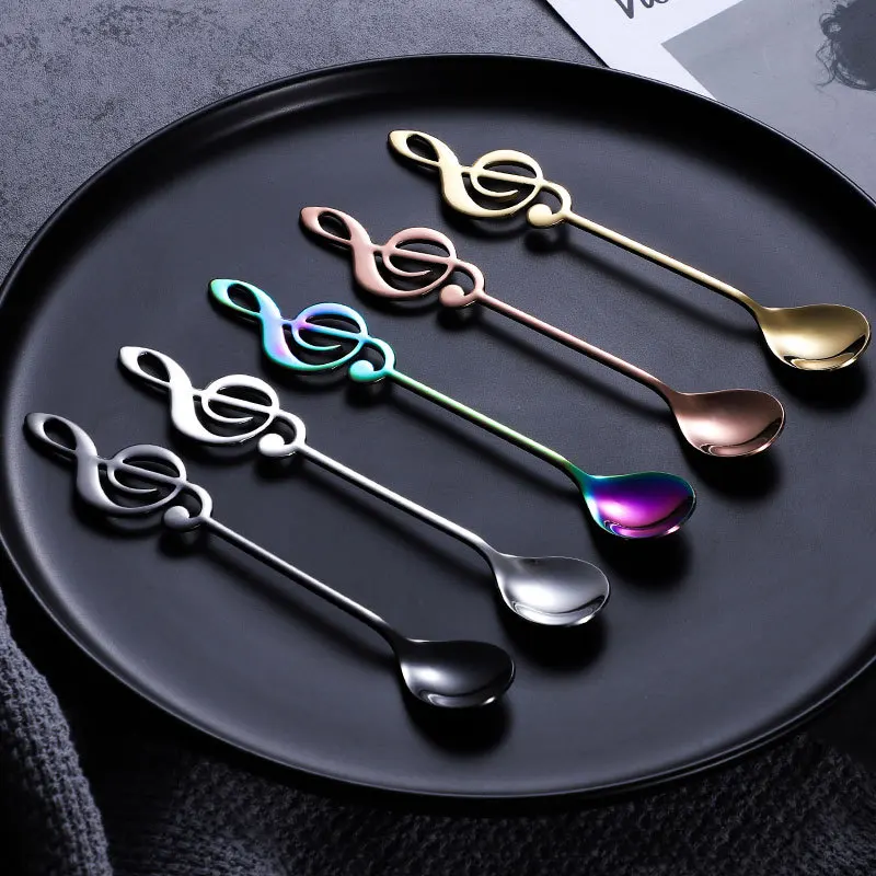 Creative Tea Spoon Stainless Steel Music Shaped Coffee Spoon Cocktail Stirring Spoon