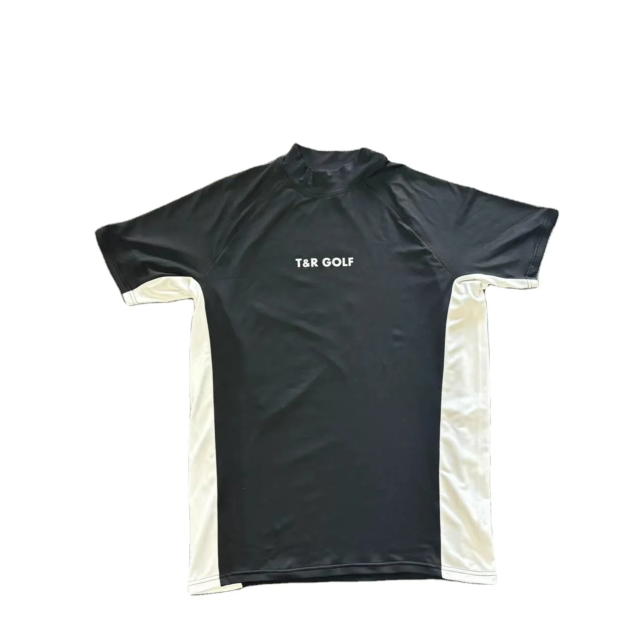 Hot sale oversize Ice porcelain cotton t shirt crew neck plain Elastic t shirt anti-wrinkle screen print Splicing fabric t shirt