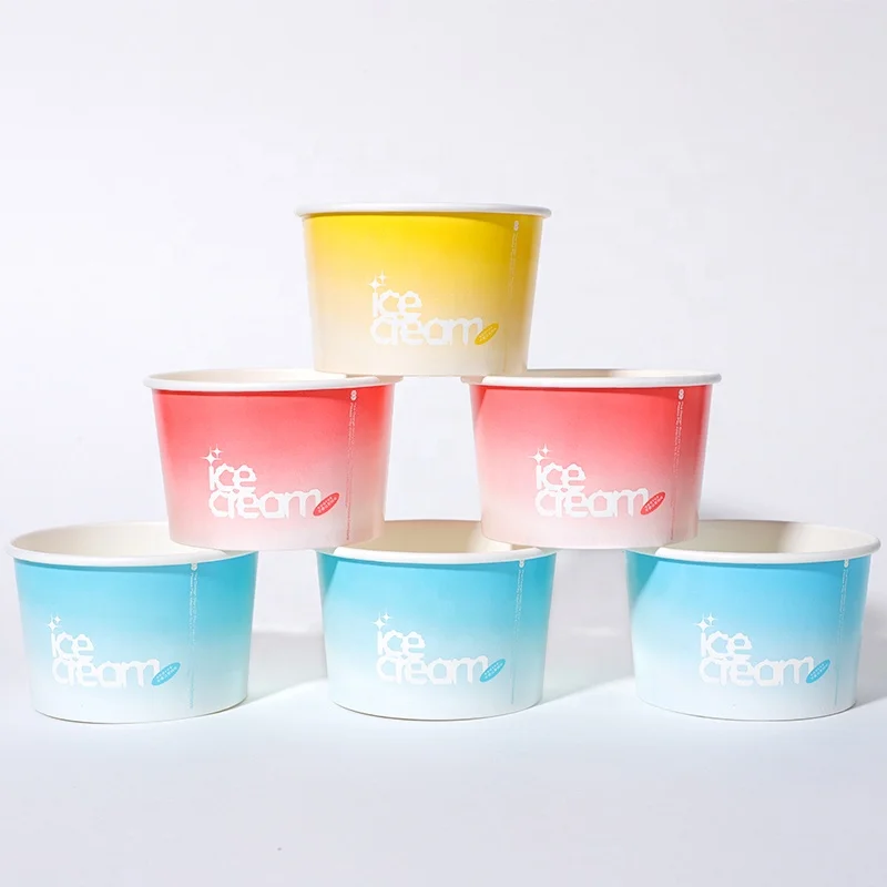 4/5/8/16oz ice cream paper cups for  lids for yogurt dessert take away paper packaging  customized your logo