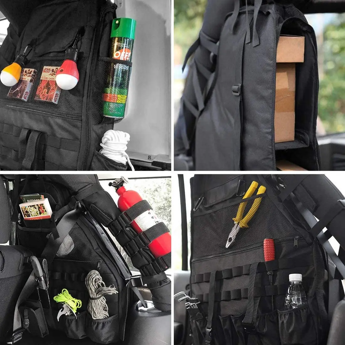 Roll Bar tool Storage Bag with Multi-Pockets & Organizers & Cargo Bag Saddle Bag for Jeep Wrangler JK 4-Door