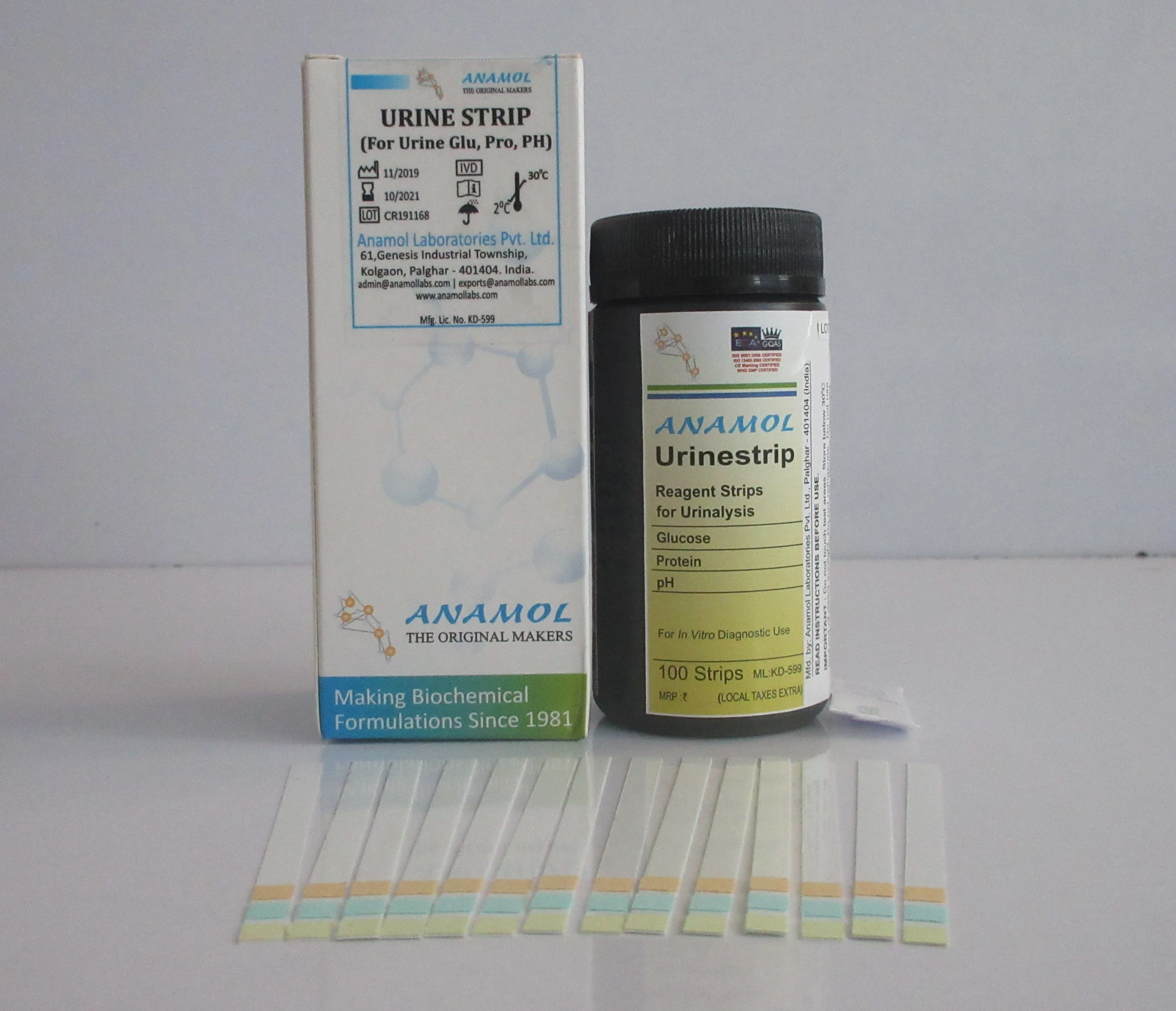 3 parameter URINE REAGENT Test STRIPS - GLUCOSE/PROTEIN /PH