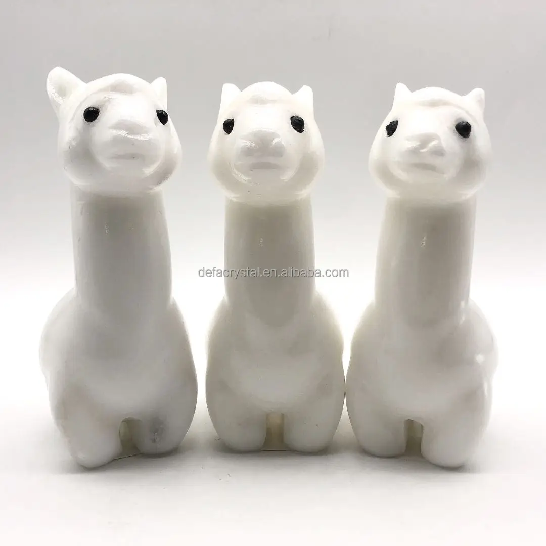 
High Quality Crystals Healing Stones Crystal Animals Crystal Alpaca White Marble Alpaca For Decoration 