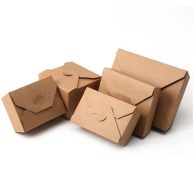 Low price takeaway compostable paper bento lunch boxes wholesale price kraft paper box packaging for food