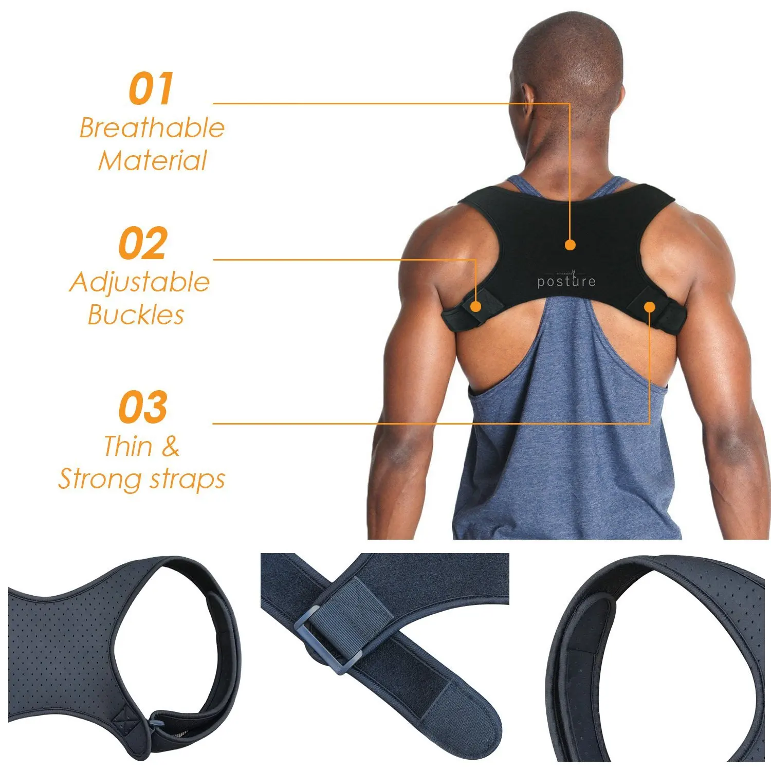 New products Adjustable shoulder upper back posture corrector back brace in back support