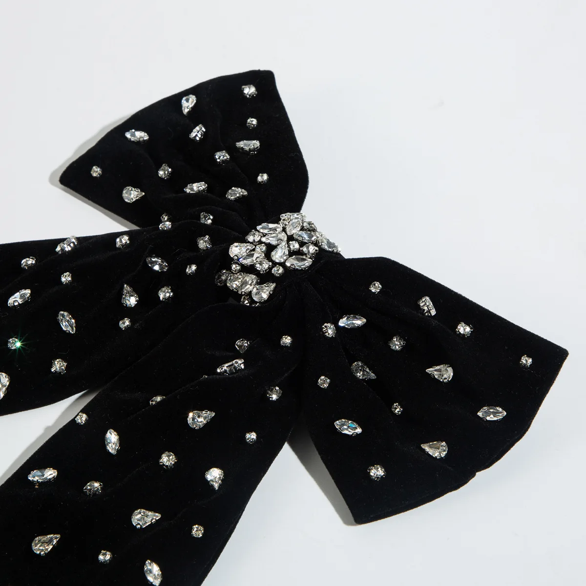 Luxury Custom Rhinestone Handmade crystals Velvet ribbon Bow shape hair accessories Hair Pins Dream Bling Hair Clips for girls