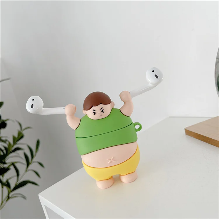 New Lovely Cartoon Earphone Covers Funny Boy Girl Weightlifting Silicone Case For Airpods 1 2 for AirPods Pro
