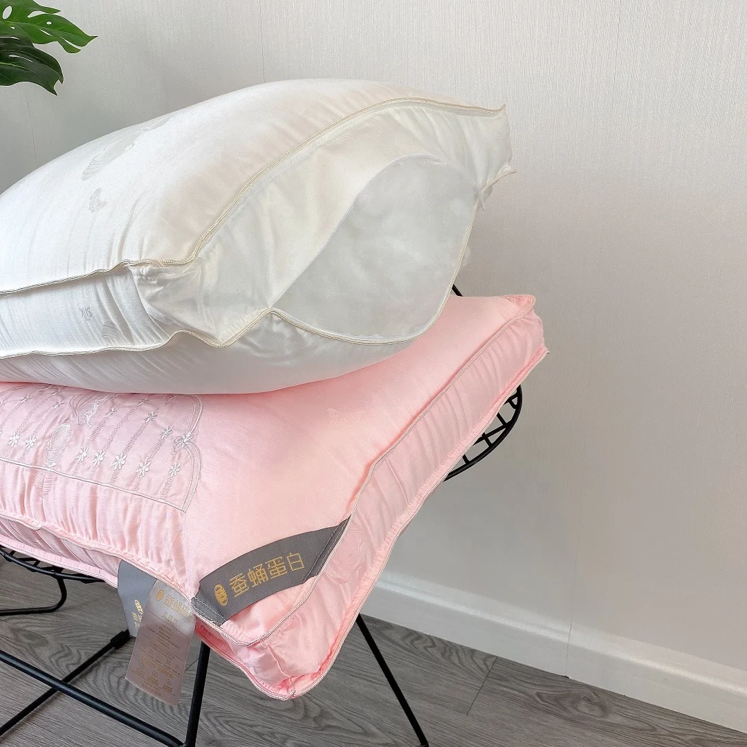 5 Star Hotel Lace Craft Silkworm Chrysalis Protein Down Velvet Pillow Cotton Breathable Custom Hilton Pillows