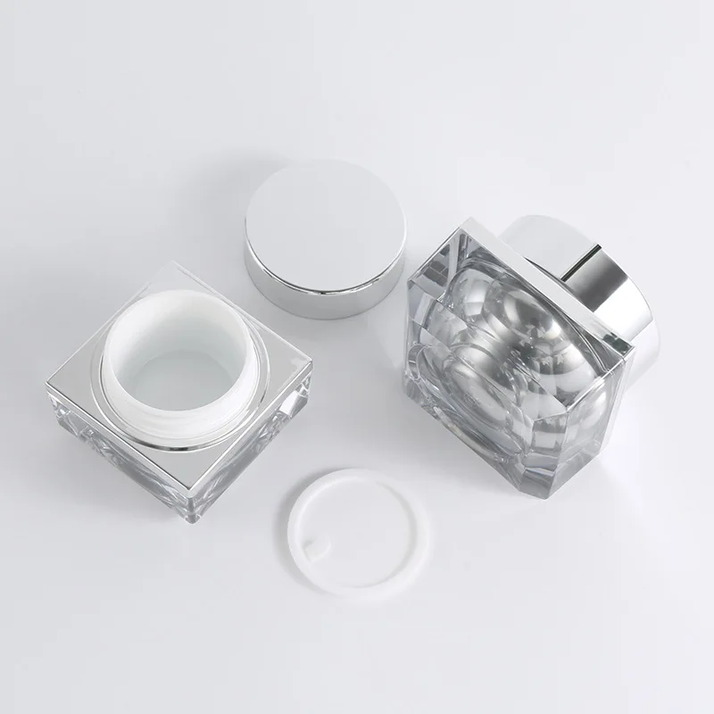 Spot cosmetic set bottle Acrylic 50ml plastic bottle silver essence high-grade cream bottle