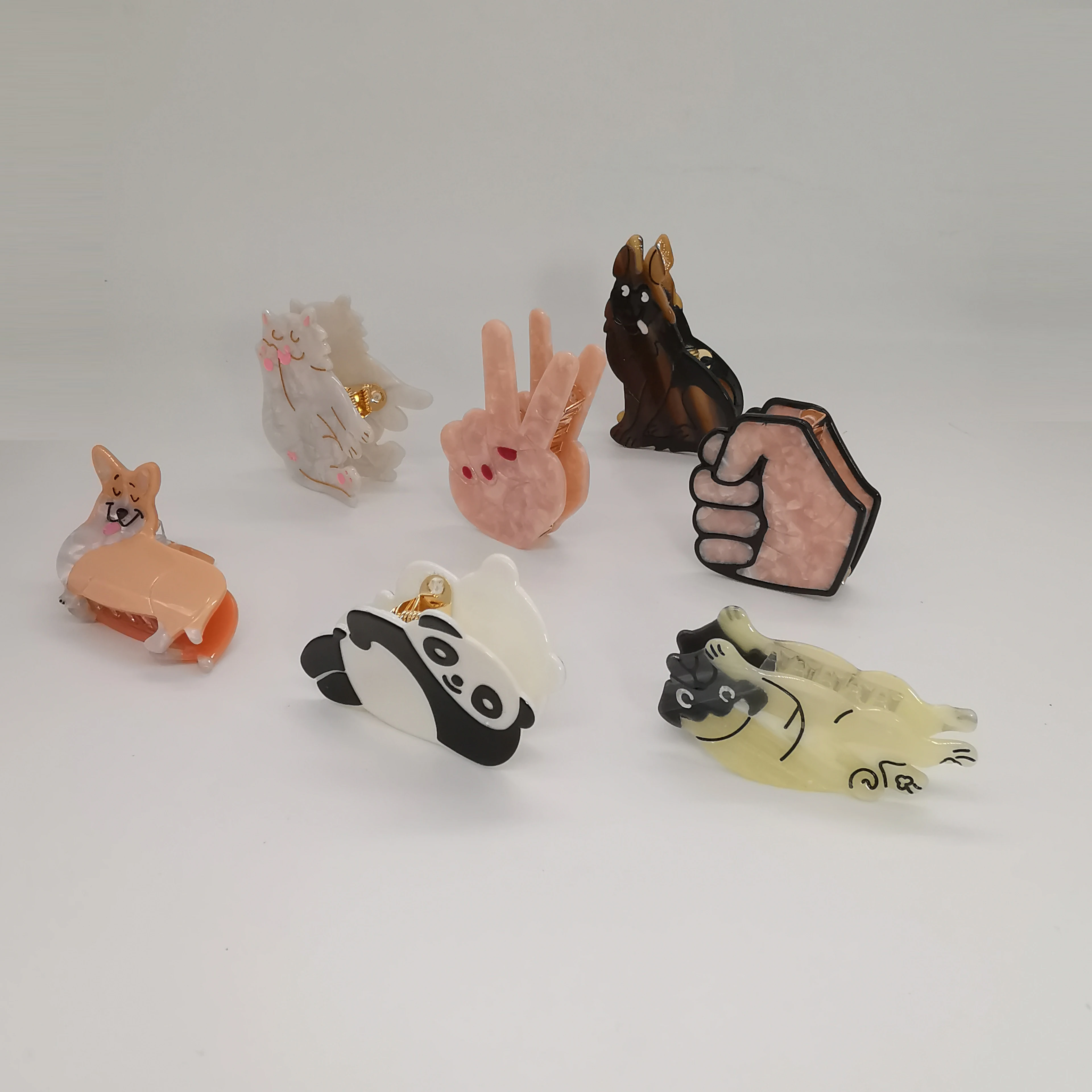 Custom Cellulose Acetate Acetic Acid hair claw Pet Dog cat pet Cartoon hair claw clips for thick hair