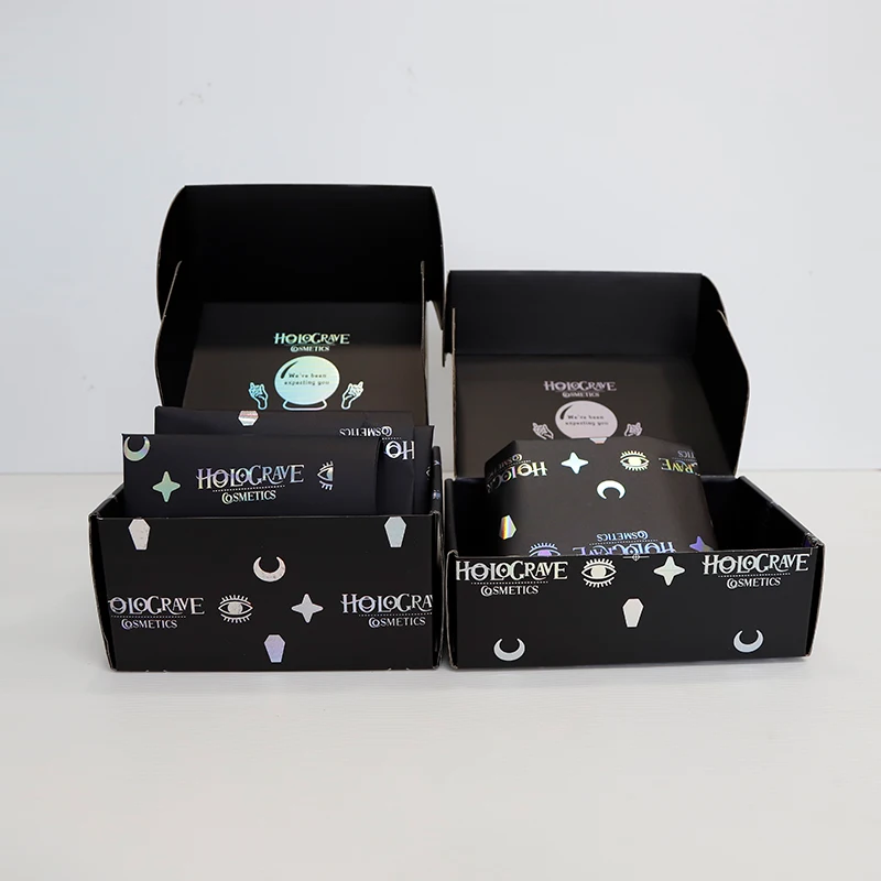 Custom Logo Hologram Corrugated Mailer Packaging Postal Shipping Cosmetic Product Holographic Box