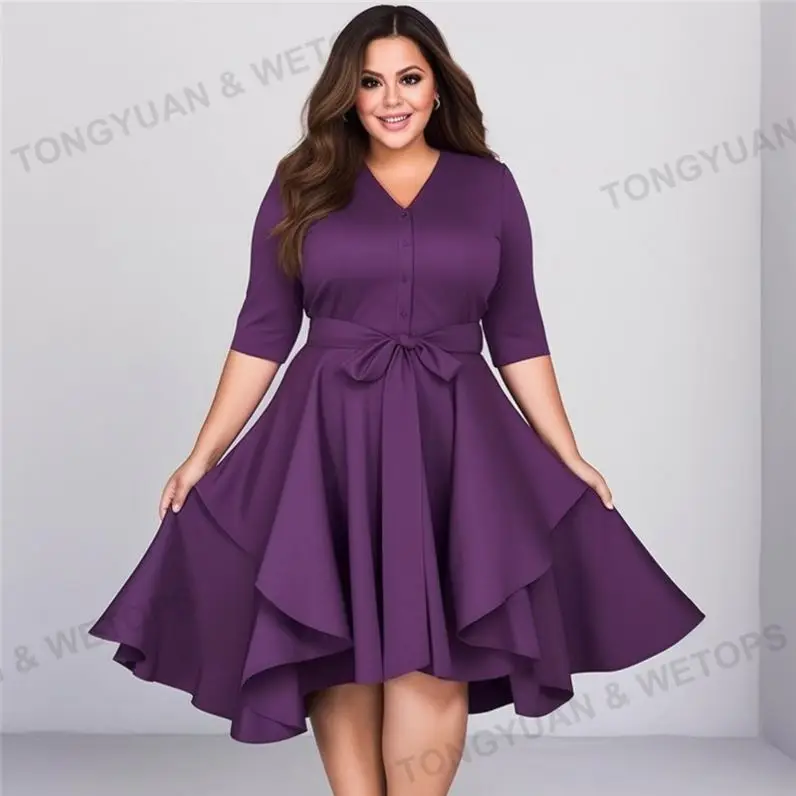 2024 Hot Sale  Elegant Casual Plus Size Dress Blouse Peplum Office Dress Plus Size Maxi Dresses Women