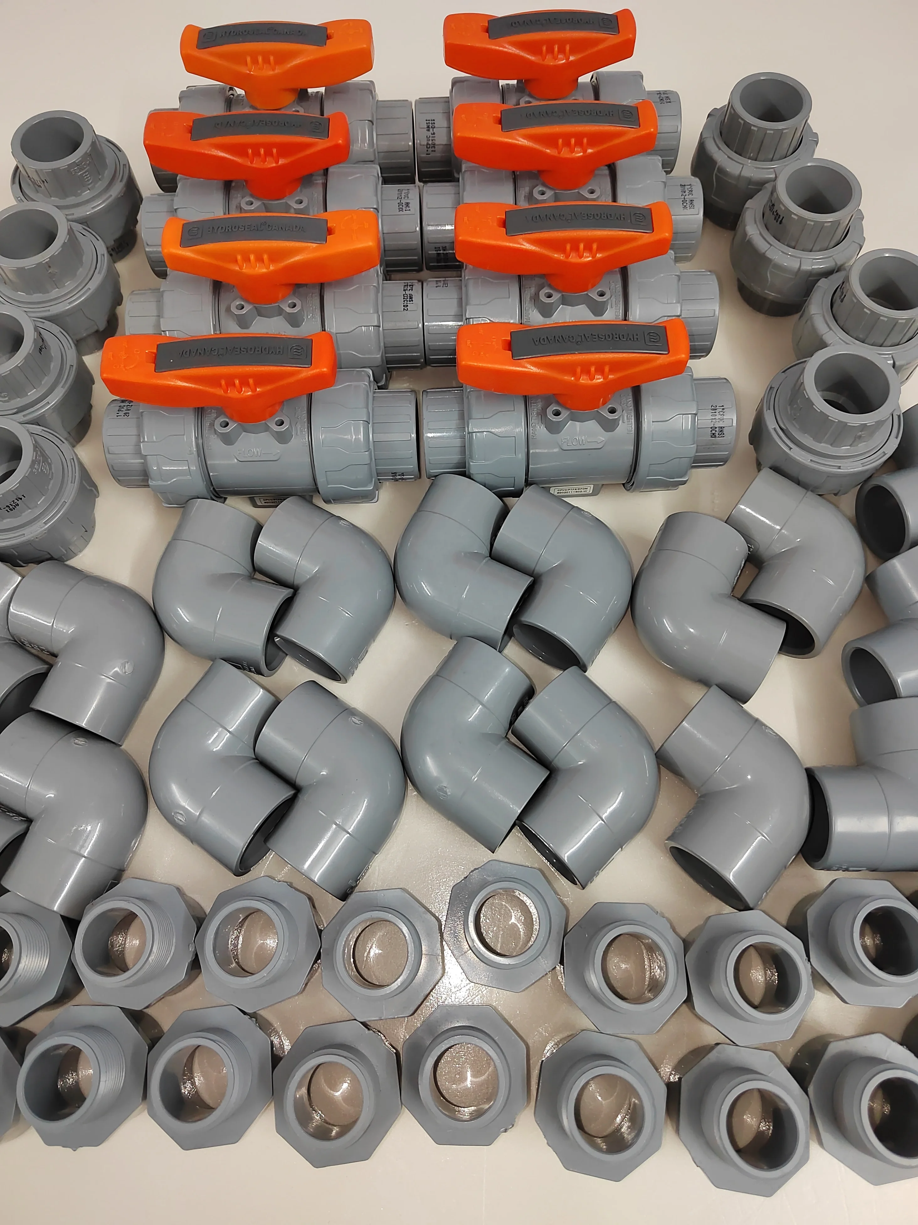 CPVC pipes, fittings and valves for industrial and chemical equipment installation (ANSI standard /DIN standard)