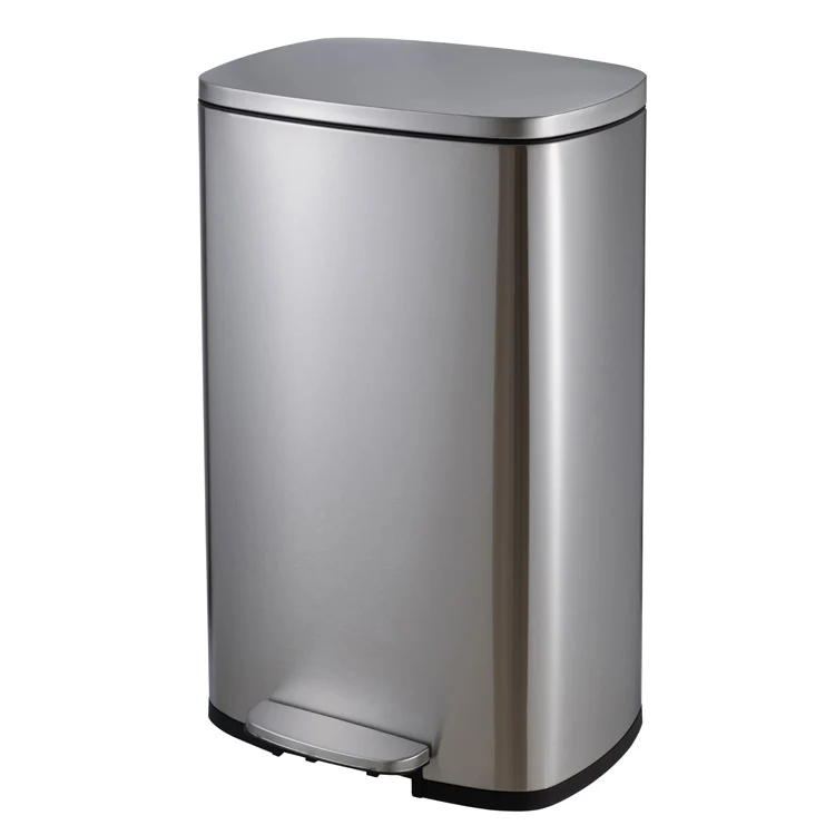 13 Gallon 50L Stainless Steel Recycling Waste Pedal Bin Rectangle Kitchen Trash Can