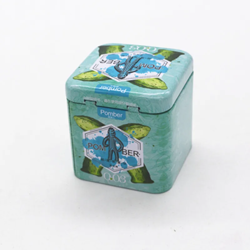 60x60 square flip hinge metal packaging Square Black Custom Printed Tea Packing Tin Box