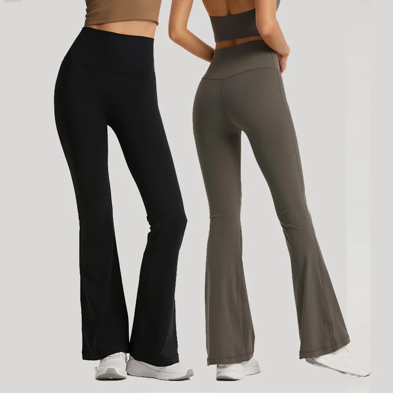 Wholesale Free Size High Waist Soft Flared Wide Leg Sport Fitness Yoga Leggings Pants Workout Active Gym Wear Apparel For Women