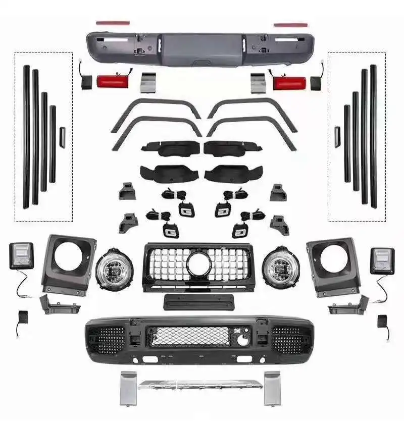 KM for benz G-class 1998-2018 upgrade to 2019-up bodykit front bumper facelift rear bumper headlight