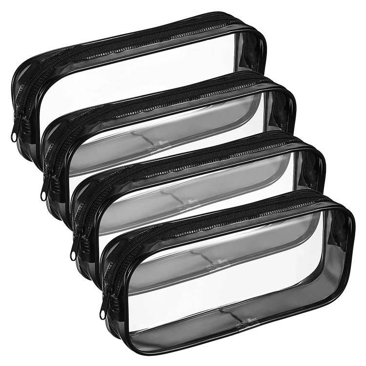 Custom Cheap Pencil Bag Transparent PVC Plastic School  Pencil Case