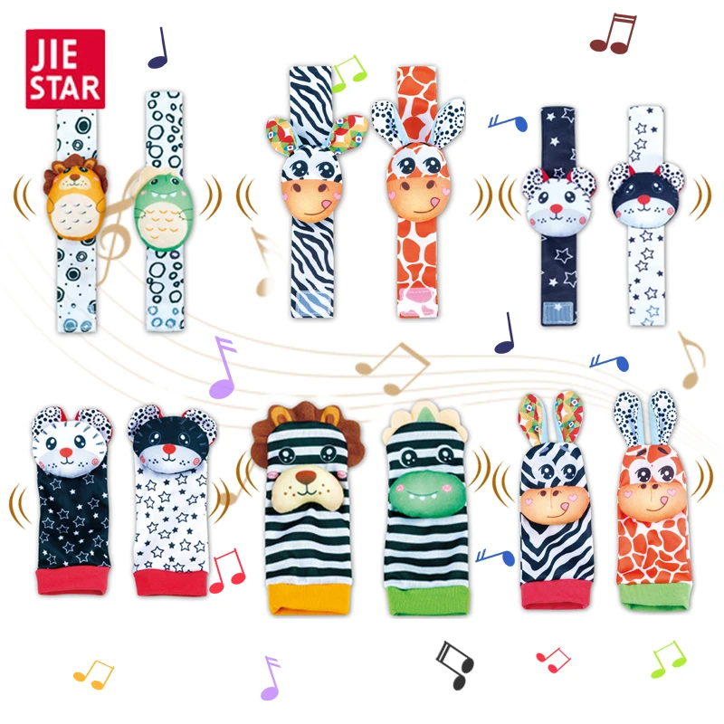 JIESTAR baby hand wrist ankle rattle baby rattle bracelet toy infant feet leg foot rattle socks toy educational infant baby toy