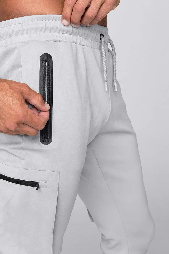 MASSGARMENT Cargo Steel Gray Gym Workout Jogger Pants For Men Running Sports Sweatpants