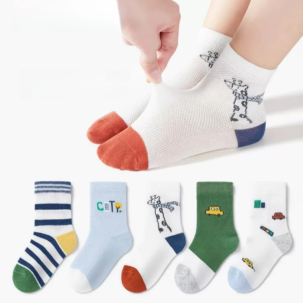 Тонкие хлопковые носки для мальчиков и девочек дышащие сетчатые весны лета большие размеры детские оптовая продажа
