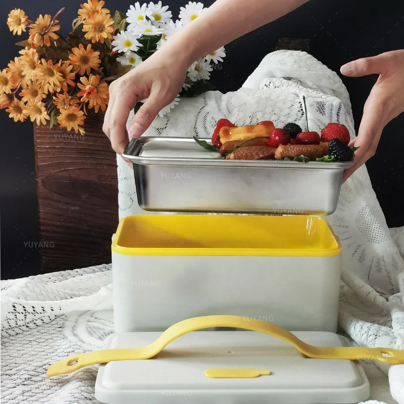 80W 100W 304 Stainless Steel Portable Heated Car Food Warmer 12V 24V 1.80L Electric Heating Portable Lunch Box Truck Car Home