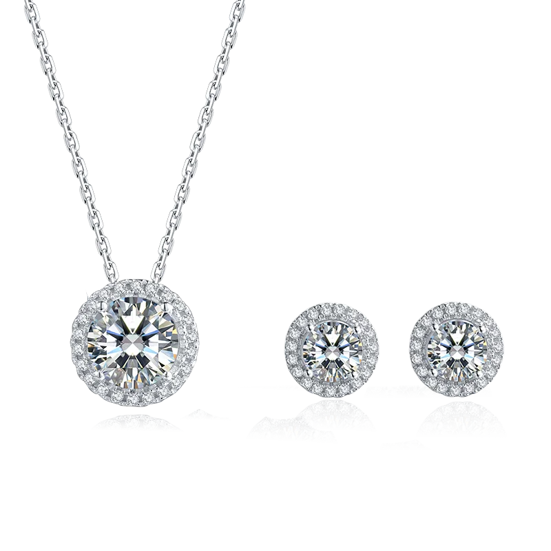 Jewelry Manufacturer China Sterling Silver 925 Jewellery Set Moissanite Earing And Necklace Set Jewelry