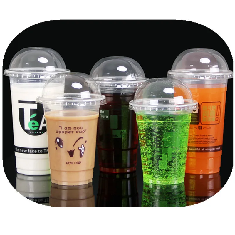 24oz 98mm 660ml disposable plastic kiwi juice milkshake iced coffee plastic measuring cups