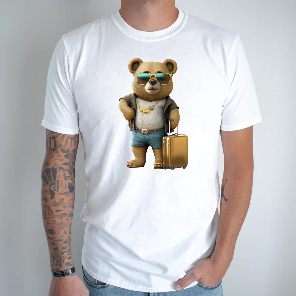 Hot Sale Hip Pop Street Animals DTF Custom Heat Transfers Hustle Cash Money Bear Digital Print Transfer Stickers for T-shir