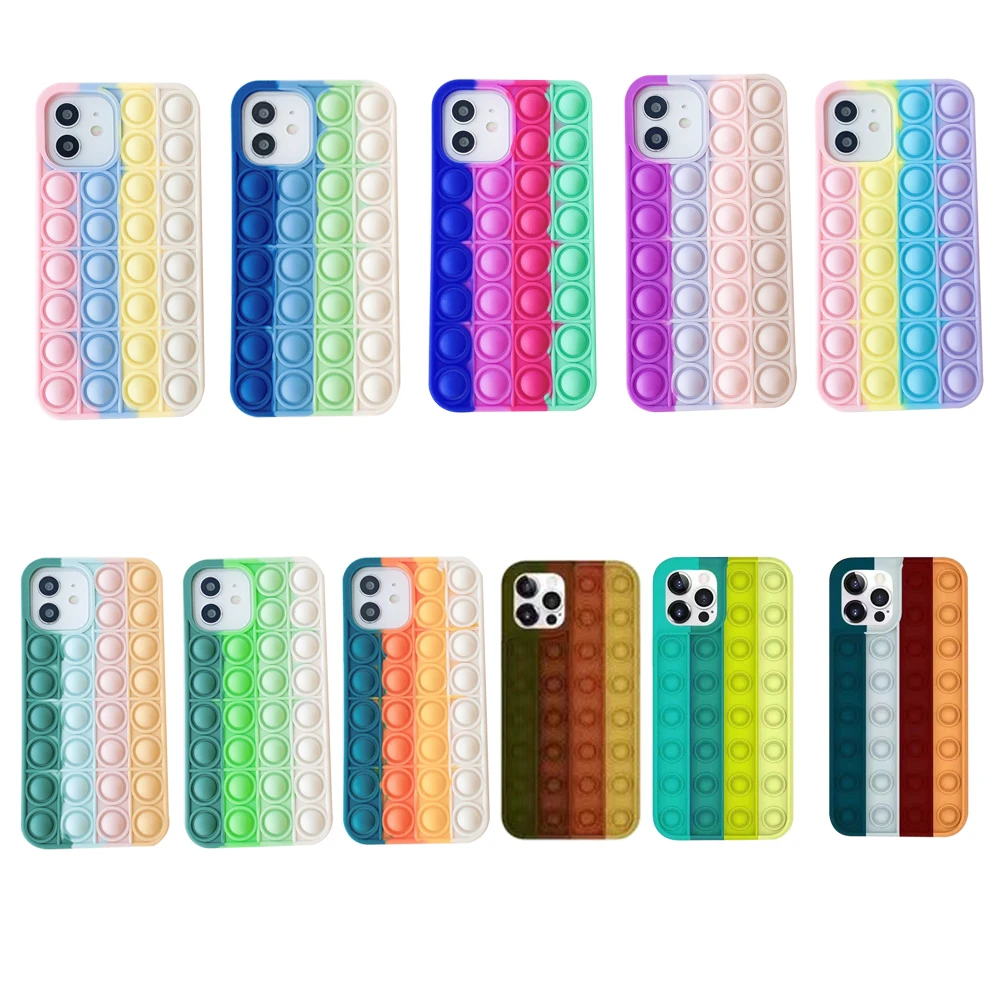 Детский 3D чехол для девочек и мужчин Забавный силиконовый милый с пузырьками фиджет-игрушками телефона iPhone 13 Pro Max 12 Mini