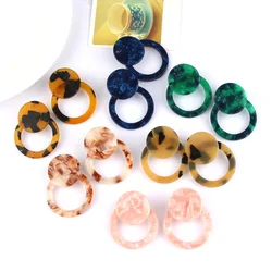 6 Colors Tortoise shell Acrylic Resin Geometric Big Double Round Earrings Acetate Acrylic Circle Round Earrings
