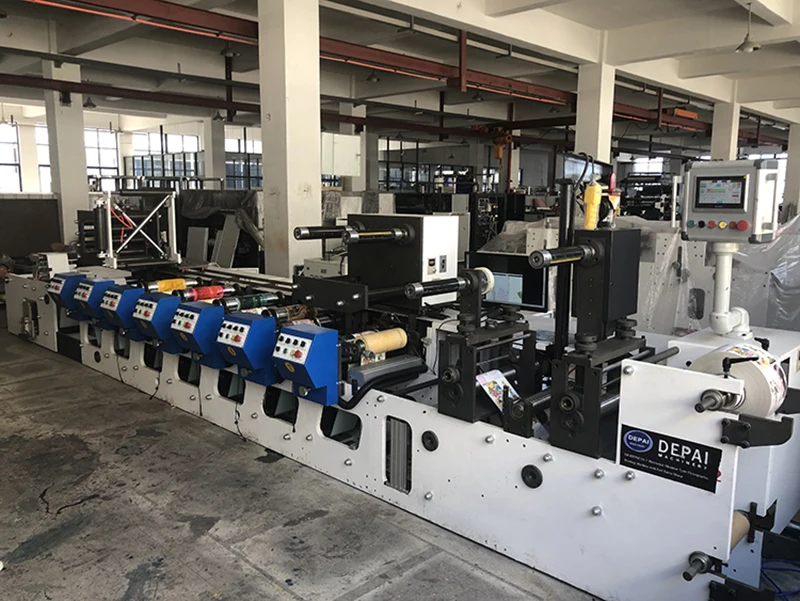 Automatic petal type horizontal in line 7 8 color flexographic narrow web flexo printer printing machine