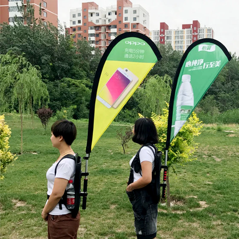 Wholesale Backpack Flag Pole Kit Advertising Teardrop Feather X Shaped Custom Printed Double Sided Backpack Flag Banner